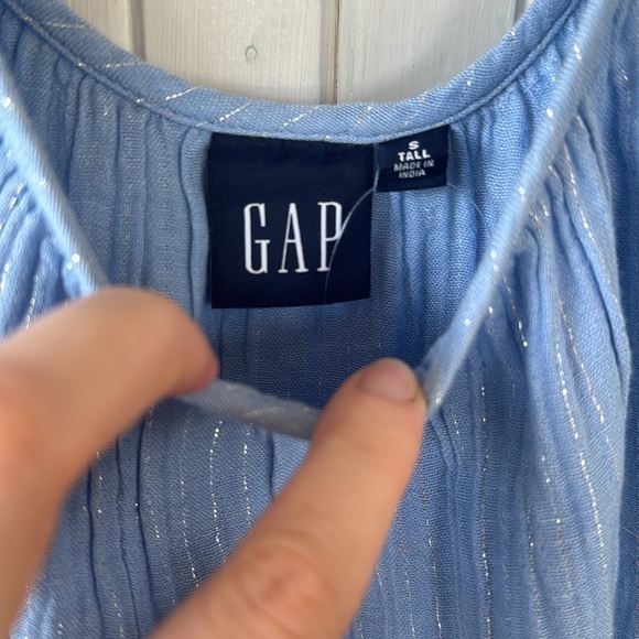 NWT blue ruffle-sleeved summer GAP dress, size Small tall - Picture 4 of 6
